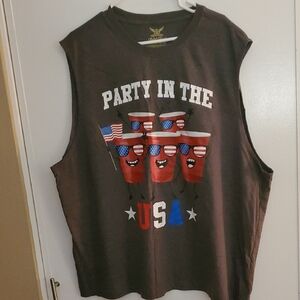 New Faded Glory Party in the USA Sleeveless Shirt - Gray
